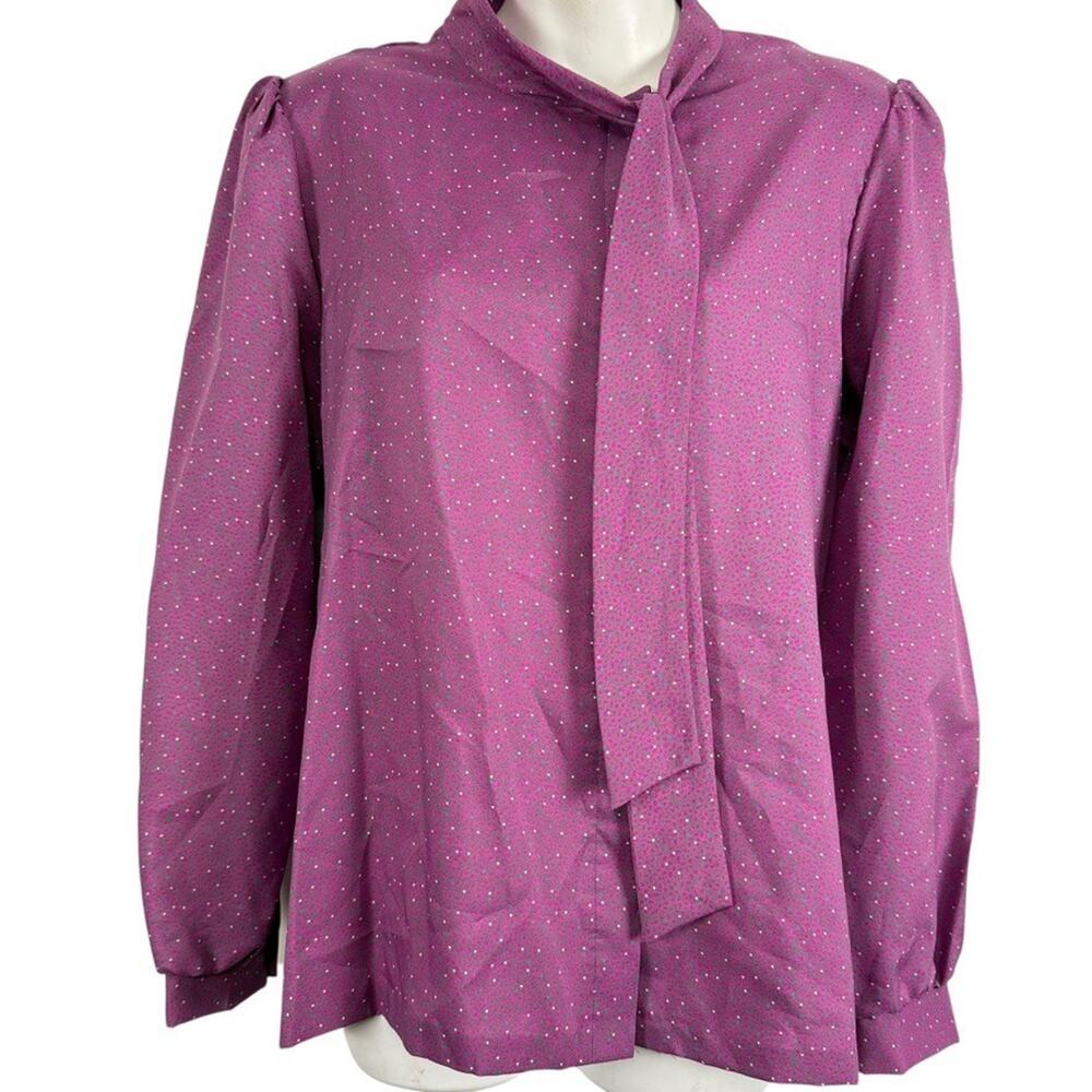 The Wyndham Collection Vintage USA Made Purple Puff Long Sleeve Top Shirt sz 14